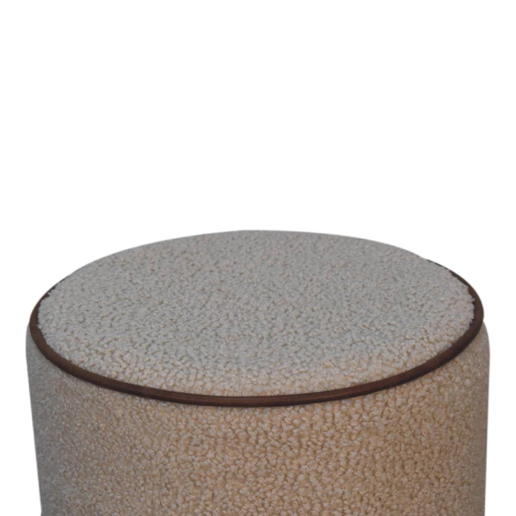 Serenity Round Footstool | Upholstered Ottoman | Soft Circular Accent Design