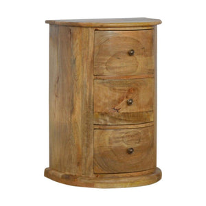 Serpentine Drum Chest | 3 Drawer Storage | Curved Accent Cabinet