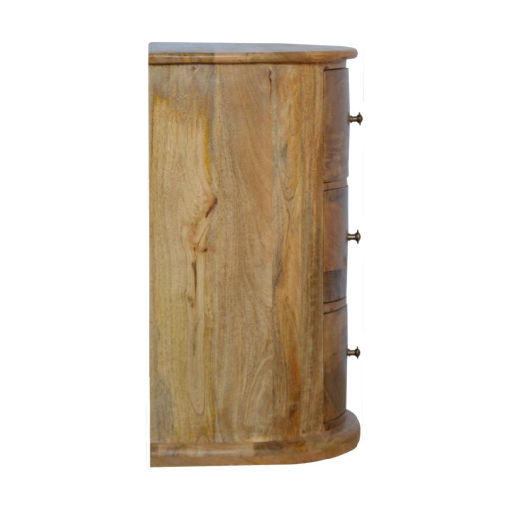 Serpentine Drum Chest | 3 Drawer Storage | Curved Accent Cabinet