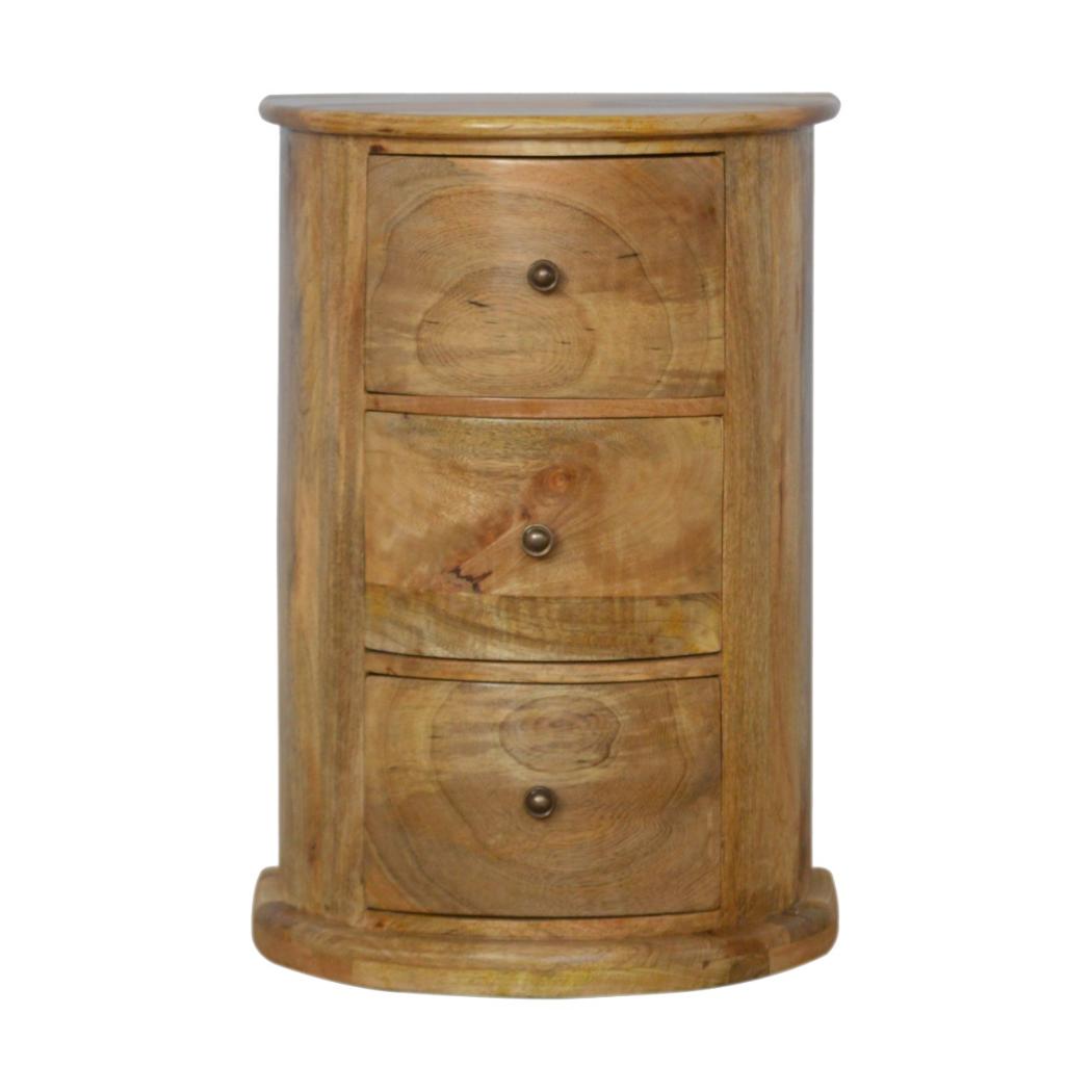 Serpentine Drum Chest | 3 Drawer Storage | Curved Accent Cabinet