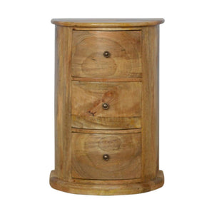 Serpentine Drum Chest | 3 Drawer Storage | Curved Accent Cabinet