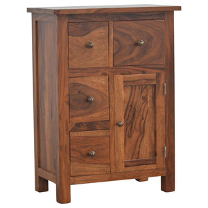 Sheesham Storage Cabinet | 4 Drawer Design | Natural Wood Accent Furniture