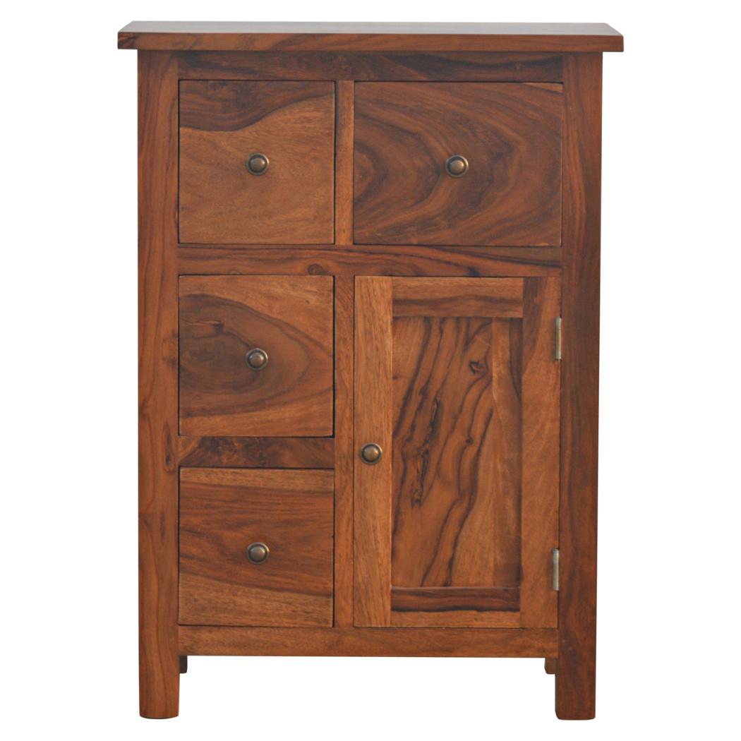 Sheesham Storage Cabinet | 4 Drawer Design | Natural Wood Accent Furniture
