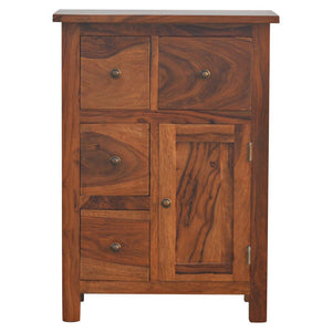 Sheesham Storage Cabinet | 4 Drawer Design | Natural Wood Accent Furniture