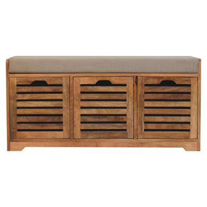 Shutter Shoe Bench | Solid Mango Wood | Oak-Inspired Finish