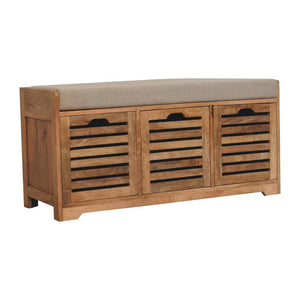 Shutter Shoe Bench | Solid Mango Wood | Oak-Inspired Finish
