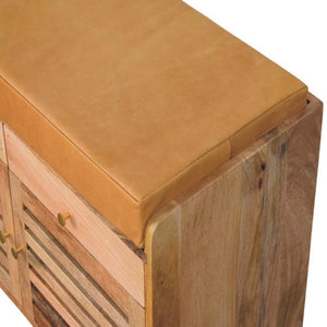 Shutter Shoe Rack | Solid Mango Wood | Oak-ish Finish | 2 Drawers