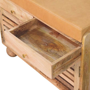 Shutter Shoe Rack | Solid Mango Wood | Oak-ish Finish | 2 Drawers