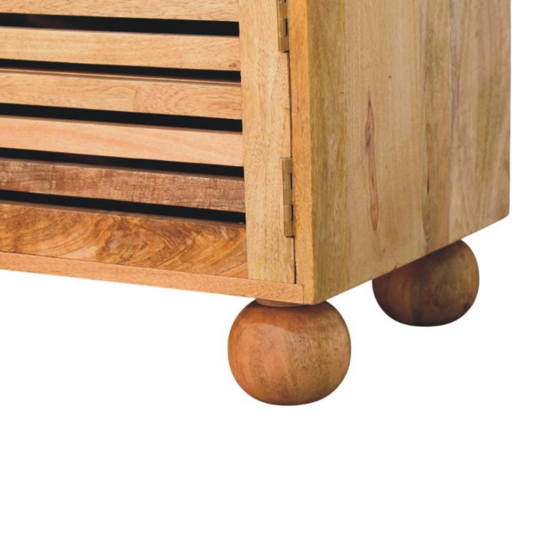 Shutter Shoe Rack | Solid Mango Wood | Oak-ish Finish | 2 Drawers
