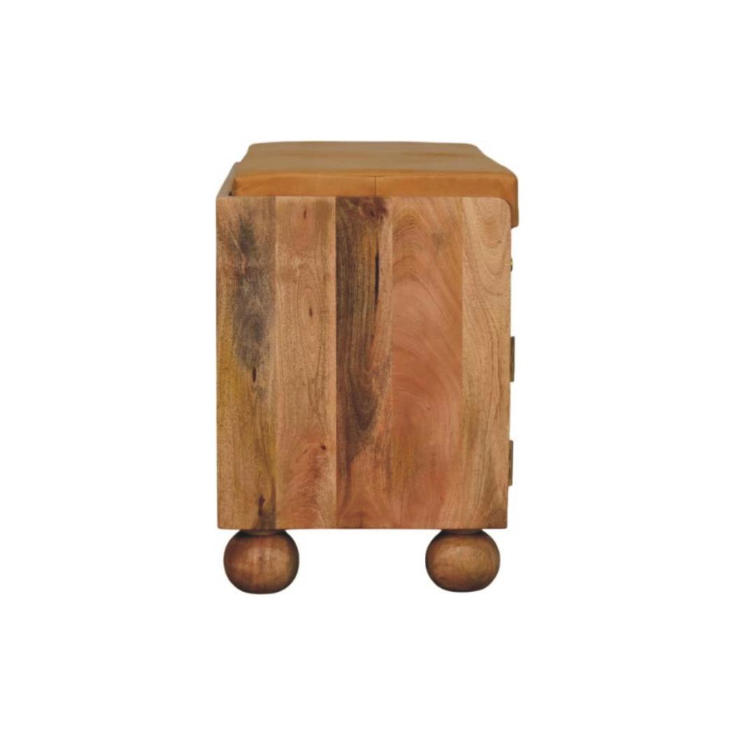 Shutter Shoe Rack | Solid Mango Wood | Oak-ish Finish | 2 Drawers
