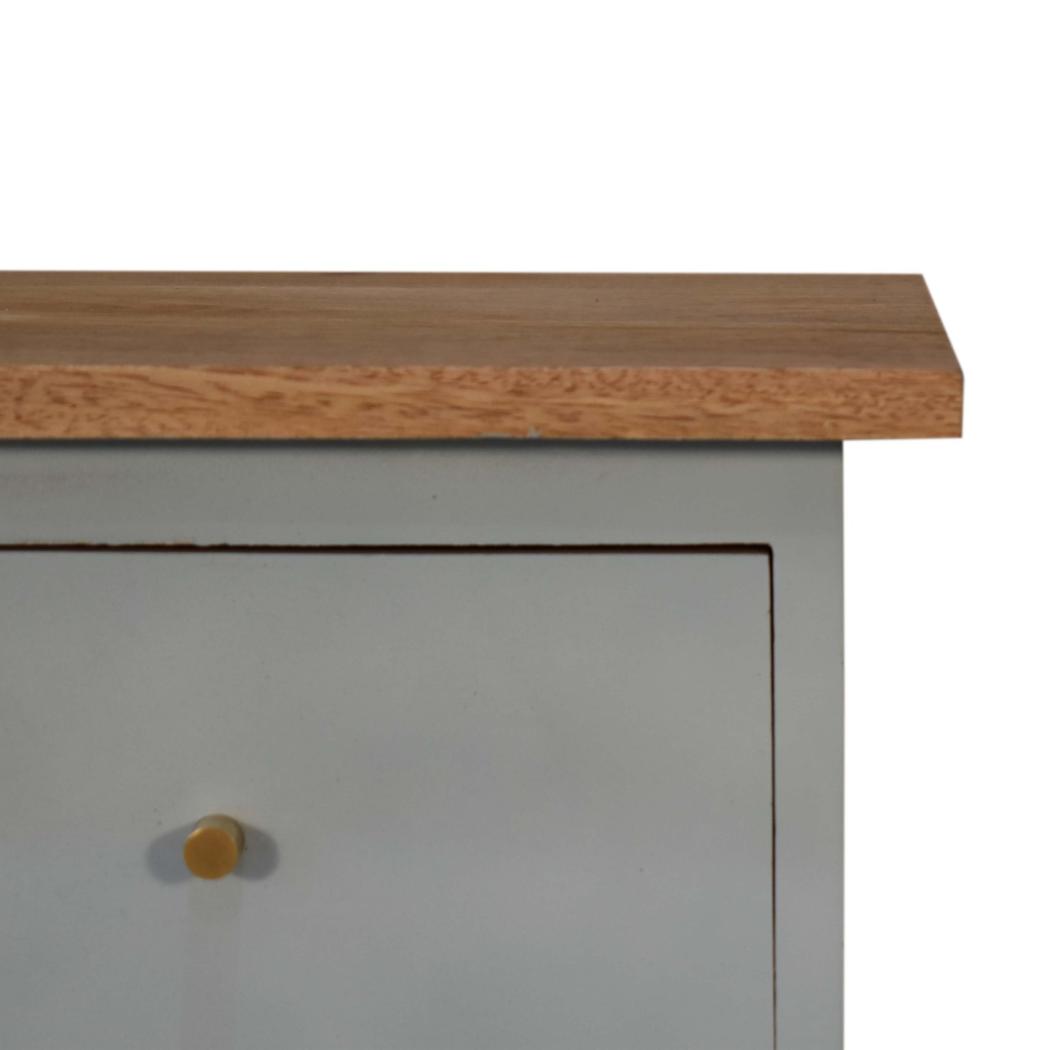 Sky Blue Hand Painted Bedside Table | Solid Mango Wood | Oak Finish | 2 Drawer Nightstand