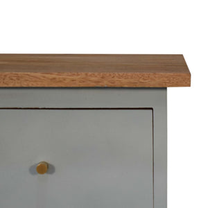 Sky Blue Hand Painted Bedside Table | Solid Mango Wood | Oak Finish | 2 Drawer Nightstand