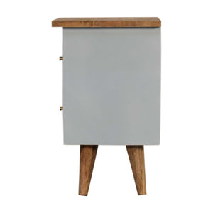 Sky Blue Hand Painted Bedside Table | Solid Mango Wood | Oak Finish | 2 Drawer Nightstand