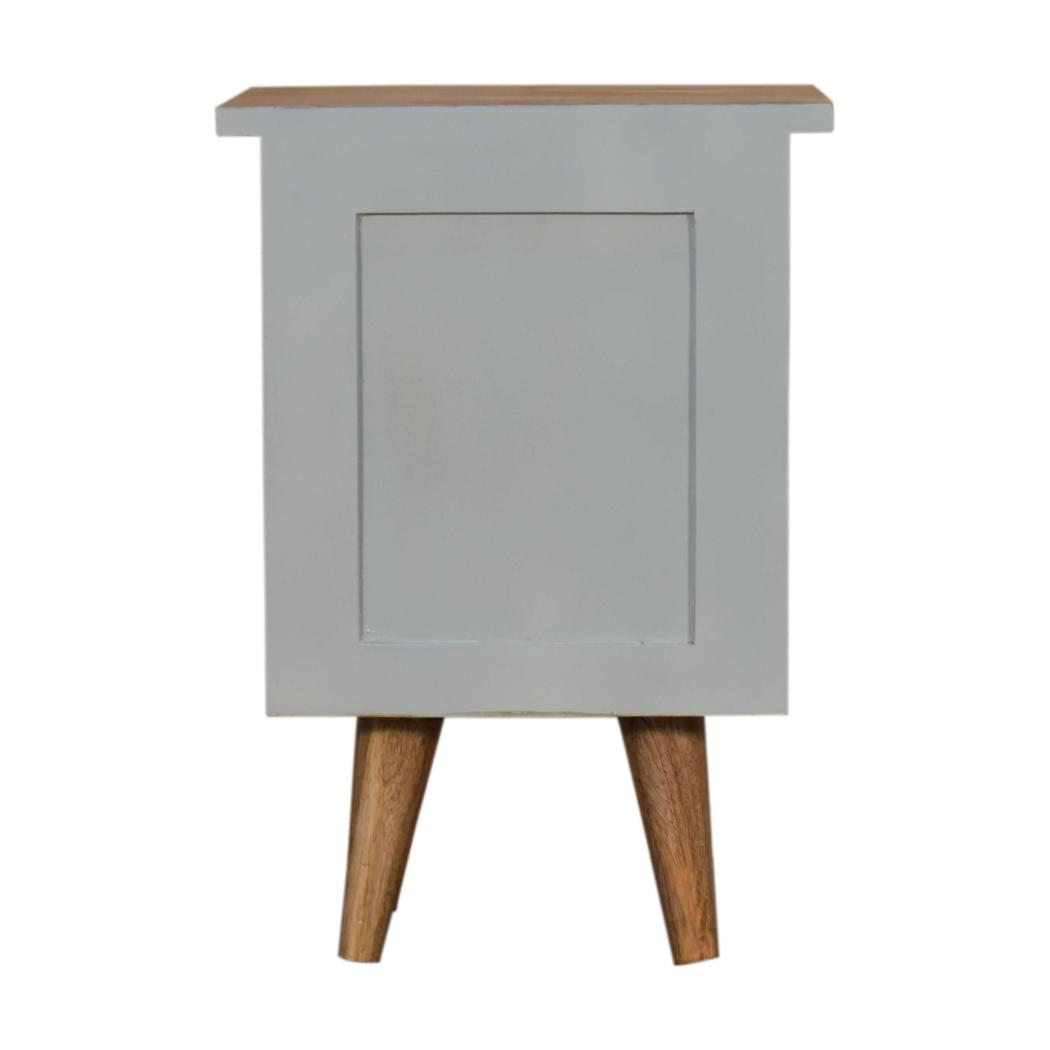 Sky Blue Hand Painted Bedside Table | Solid Mango Wood | Oak Finish | 2 Drawer Nightstand