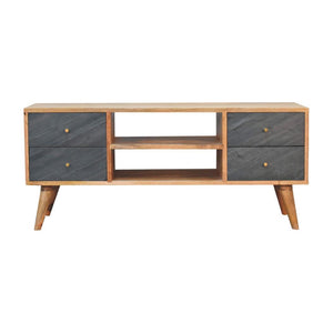 Slade Media Unit | Solid Mango Wood | Natural Wood Finish | Artisan-Crafted Design
