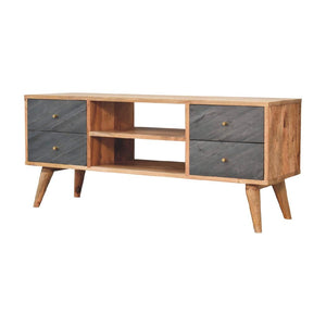 Slade Media Unit | Solid Mango Wood | Natural Wood Finish | Artisan-Crafted Design