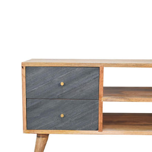 Slade Media Unit | Solid Mango Wood | Natural Wood Finish | Artisan-Crafted Design