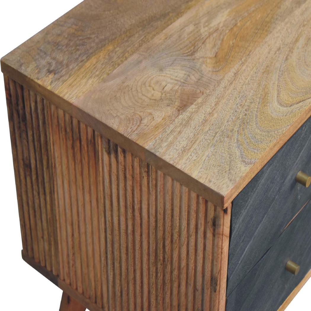 Slade Media Unit | Solid Mango Wood | Natural Wood Finish | Artisan-Crafted Design