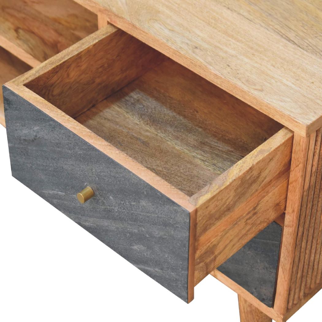 Slade Media Unit | Solid Mango Wood | Natural Wood Finish | Artisan-Crafted Design