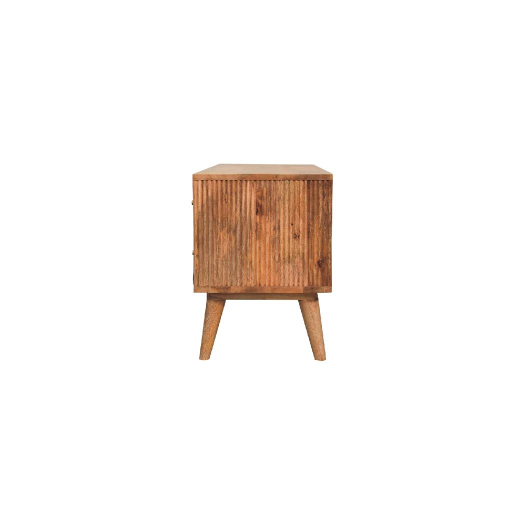 Slade Media Unit | Solid Mango Wood | Natural Wood Finish | Artisan-Crafted Design