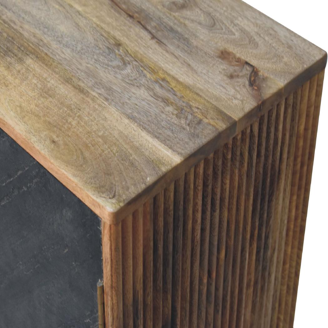 Slade Slate Door Cabinet | Solid Mango Wood | Oak Finish | 2 Door Storage Cabinet