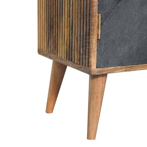 Slade Slate Door Cabinet | Solid Mango Wood | Oak Finish | 2 Door Storage Cabinet