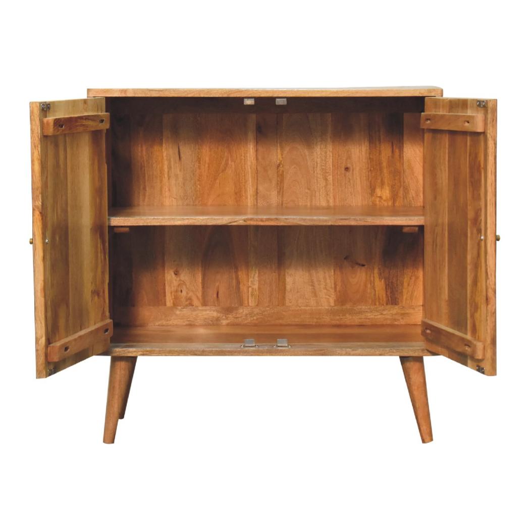 Slade Slate Door Cabinet | Solid Mango Wood | Oak Finish | 2 Door Storage Cabinet