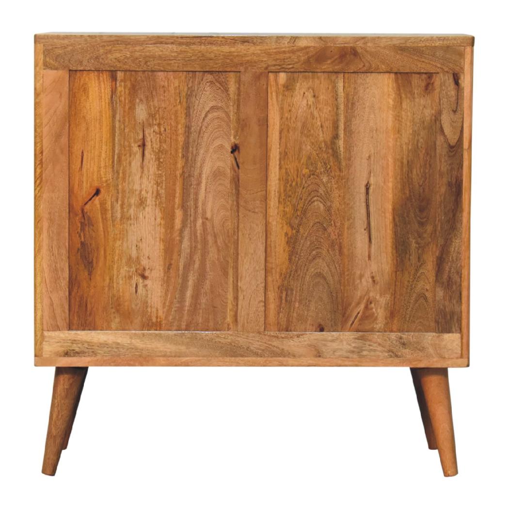 Slade Slate Door Cabinet | Solid Mango Wood | Oak Finish | 2 Door Storage Cabinet