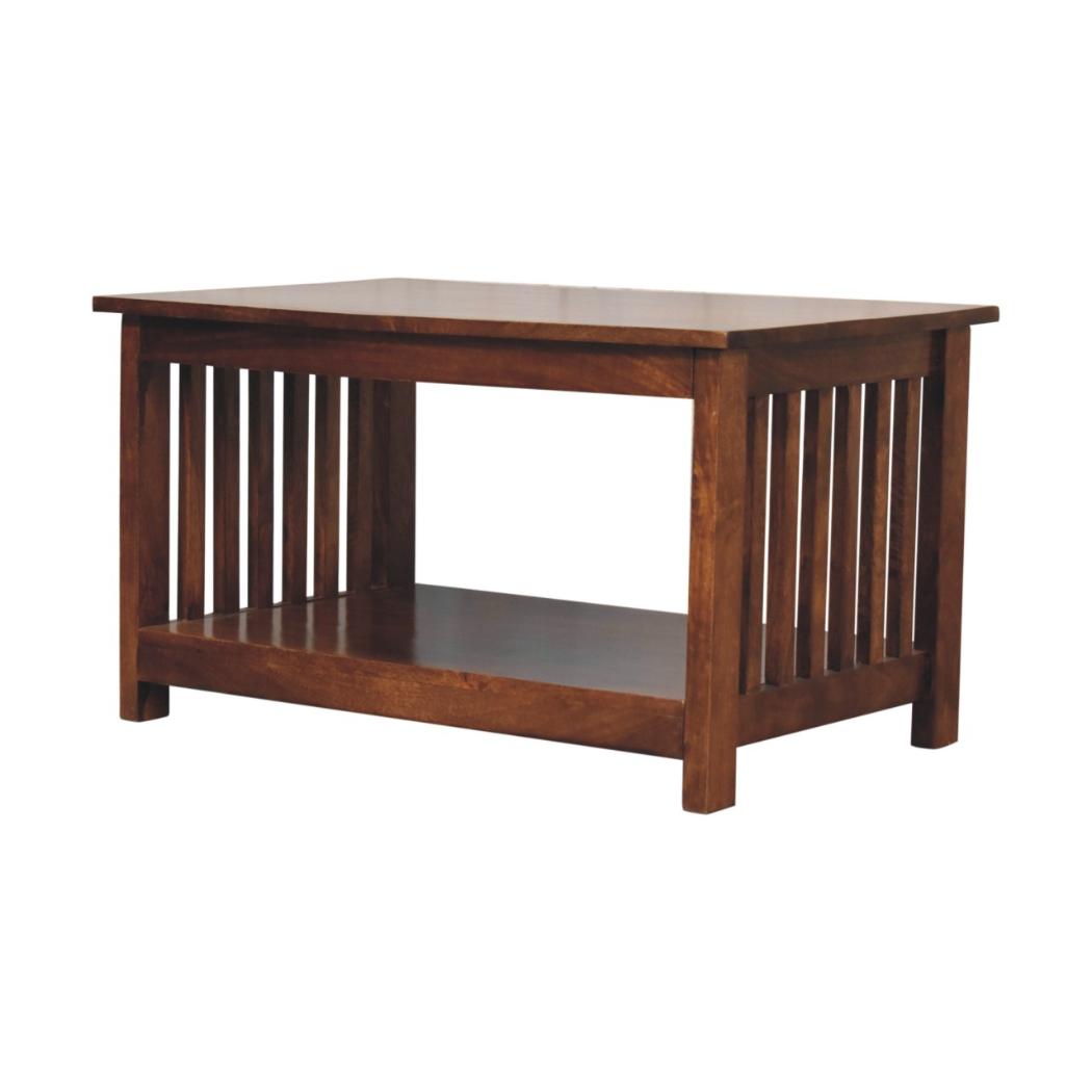 Slatted Coffee Table | Chestnut Finish | Textured Contemporary Design