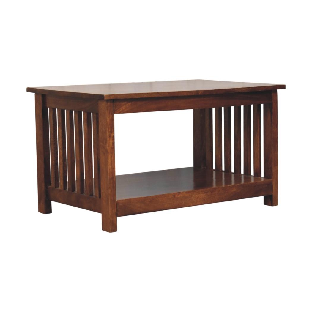 Slatted Coffee Table | Chestnut Finish | Textured Contemporary Design