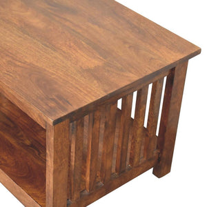 Slatted Coffee Table | Chestnut Finish | Textured Contemporary Design