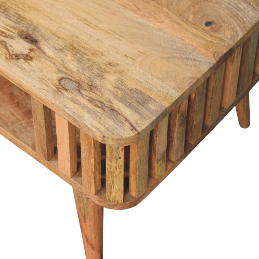 Slatted Coffee Table | Solid Mango Wood | Oak-ish Finish