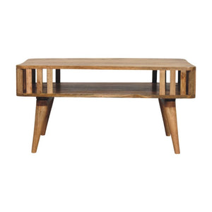 Slatted Coffee Table | Solid Mango Wood | Oak-ish Finish