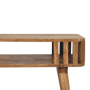 Slatted Console Table | Solid Mango Wood | Oak-ish Finish