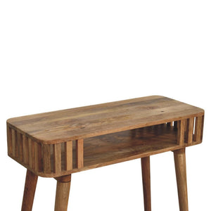 Slatted Console Table | Solid Mango Wood | Oak-ish Finish