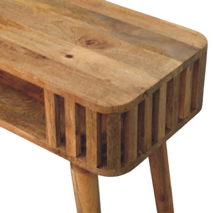 Slatted Console Table | Solid Mango Wood | Oak-ish Finish