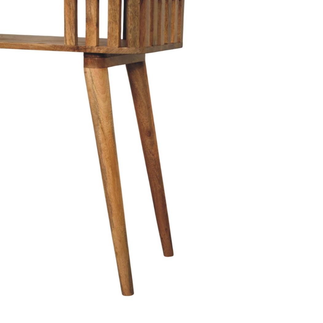 Slatted Console Table | Solid Mango Wood | Oak-ish Finish