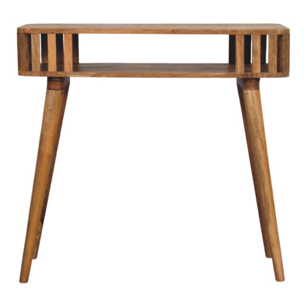 Slatted Console Table | Solid Mango Wood | Oak-ish Finish