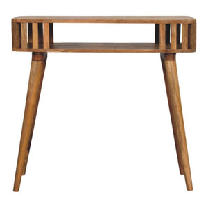 Slatted Console Table | Solid Mango Wood | Oak-ish Finish