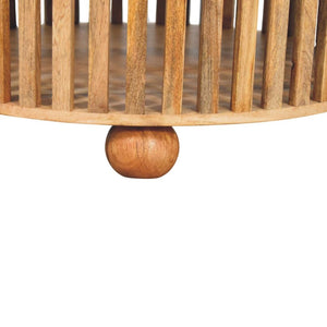 Slatted Round Coffee Table | Solid Mango Wood | Oak-ish Finish