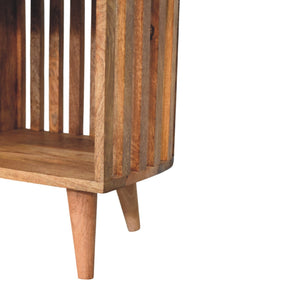 Slatted Storage Bench | Solid Mango Wood | Oak-ish Finish | 3 Open Slots