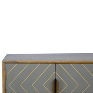 Sleek Cement Media Unit | Brass Inlay Detail | Contemporary Entertainment Cabinet