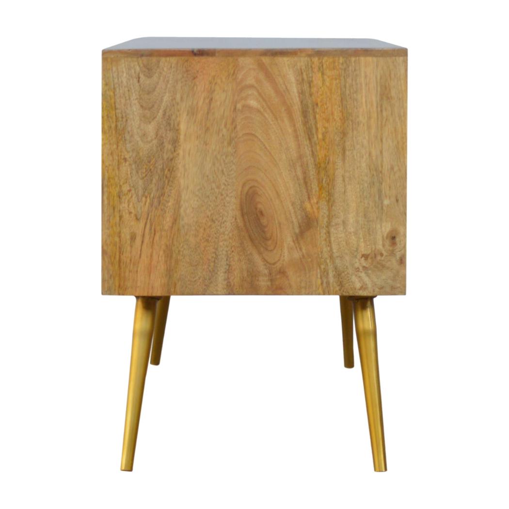 Sleek Cement Media Unit | Brass Inlay Detail | Contemporary Entertainment Cabinet