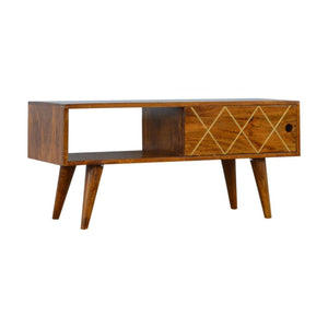 Sliding Brass Inlay Media Unit | Decorative TV Storage | Statement Living Room Cabinet