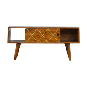 Sliding Brass Inlay Media Unit | Decorative TV Storage | Statement Living Room Cabinet