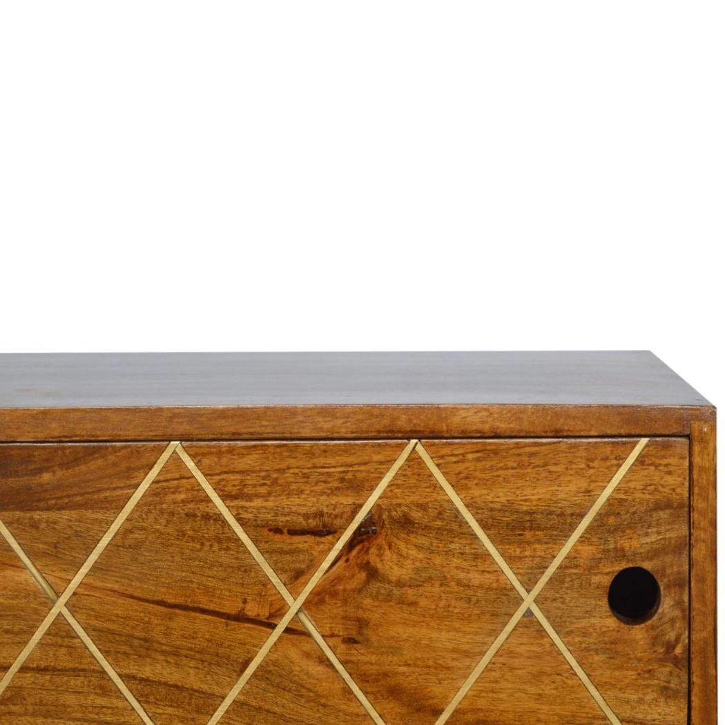 Sliding Brass Inlay Media Unit | Decorative TV Storage | Statement Living Room Cabinet