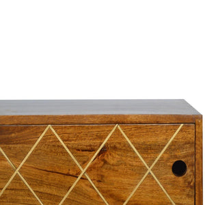 Sliding Brass Inlay Media Unit | Decorative TV Storage | Statement Living Room Cabinet
