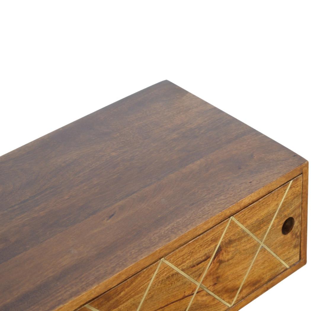 Sliding Brass Inlay Media Unit | Decorative TV Storage | Statement Living Room Cabinet