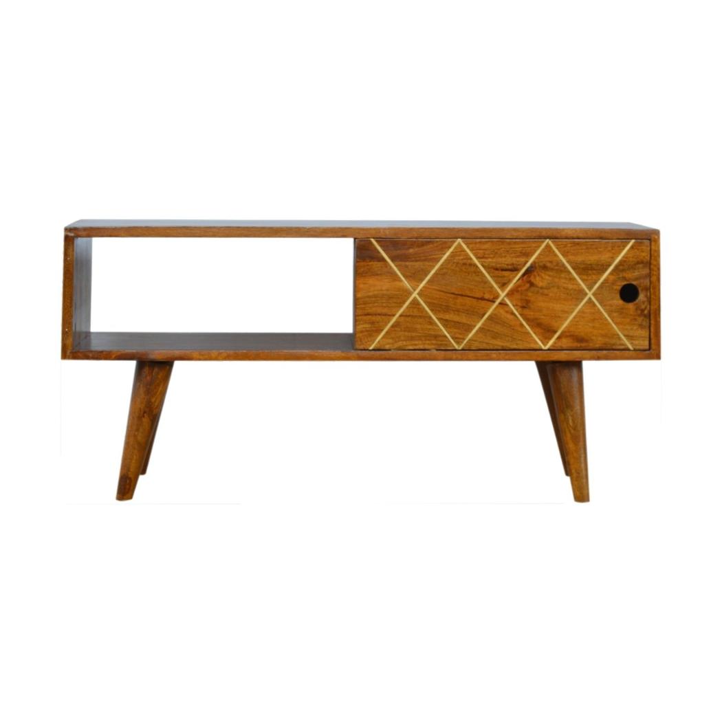 Sliding Brass Inlay Media Unit | Decorative TV Storage | Statement Living Room Cabinet