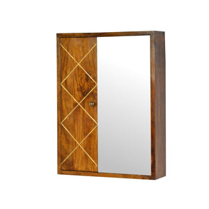 Sliding Brass Wall Mirror Cabinet | Concealed Storage | Decorative Metallic Detail
